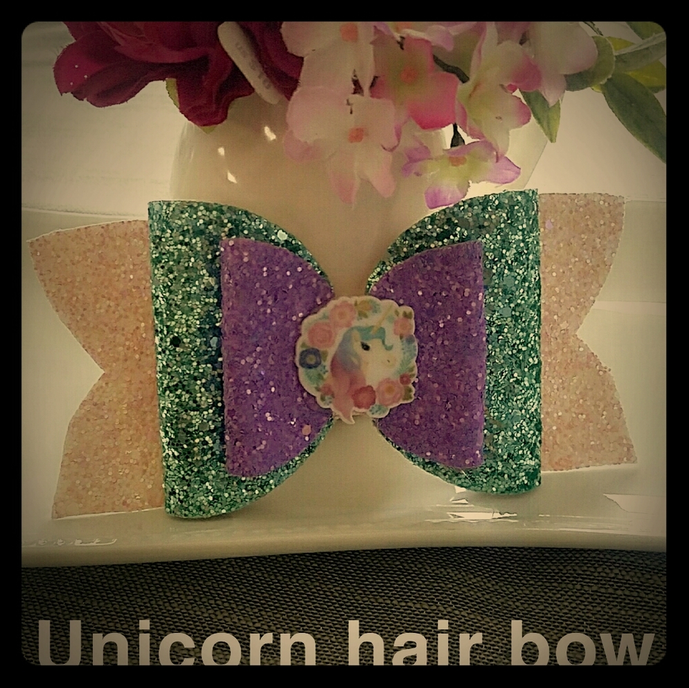 Hand made unicorn hair bow